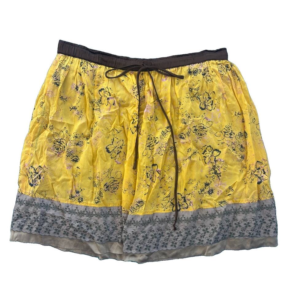 Johnny Was Bohemian Skirt NO ELASTIC FLAW Yellow Tiered Size Small